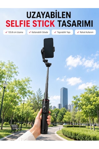 Aı Takipli Gimbal Selfie Stick 360 Otomatik Yüz Takibi Bluetooth Kumandalı Uzayabilir Tripodlu Telefon Sabitleyici Diğer