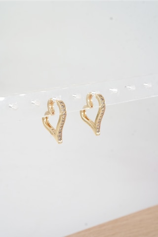 Byzeynaaksesuar Kadın Özel Tasarım Zirkon Taşlı 2'li Minimal Küpe 0005 Çok Renkli