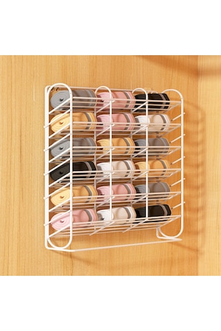 Siyah Duvara Monte Ve Deliksiz 9 Izgaralı Saklama Askılı Çanta Siyah