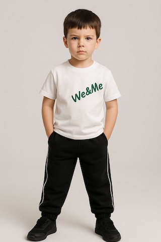 We&me Fitilli Çocuk Alt Eşofman 3 İplik Şardonlu Siyah