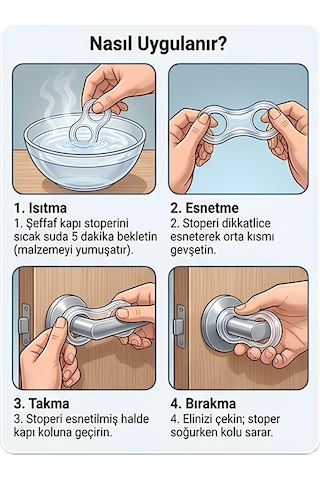 10 Adet Şeffaf Silikon Plastik Kapı Kolu Pencere Tutucu Tutacağı Duvar Koruyucu Tamponu Stoperi
