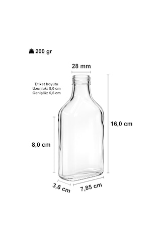 Lexroo 200 Ml Yassı Şeffaf Cold Brew Şişesi Kapaklı 200 Cc Soğuk Kahve Cam Şişe 6 Adet Gri
