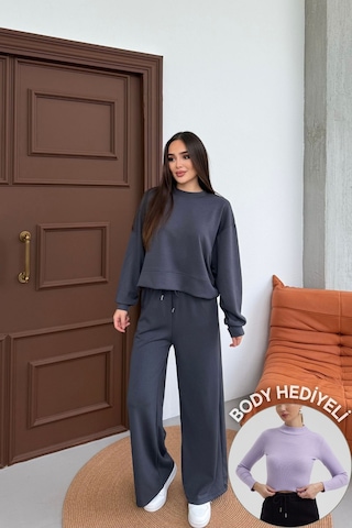 Mezka Rahat Esnek Modal Alt-üst Takım Füme