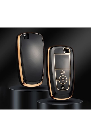 Gma Keys Lüx Ford Kuga Mustang Fusion Ecosport F150 F250 Ranger Nano Anahtar Kılıfı Siyah Gold
