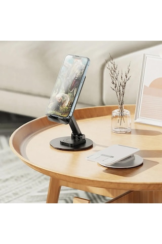 Ofis Masaüstü Telefon Tutucu Metal Tabanı 360 Derece Döndürülebil
