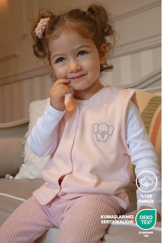Lilalinda Bebek/çocuk Yelek Pembe %100 Pamuk Nakış Detaylı Pudra Pembe