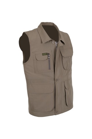 Erkek Keten Yelek Normal Kesim Yakalı Rar00880 Avcı Yeleği Krem