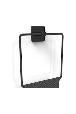 Ollevra Kendiliğinden Yapışkanlı Siyah Paslanmaz Metal Kare Havluluk Siyah