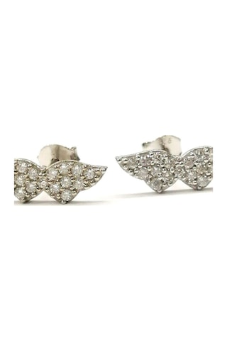 Omar Silver Kadın Melek Kanadı Model Zirkon Taşlı Beyaz Gümüş Küp