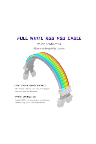 Snt Slv-8ppe-w Argb 8-pin Atx Pcı Exp 2 X Sleeve Ekran Kartı Beyaz Güç Uzatma Kablosu