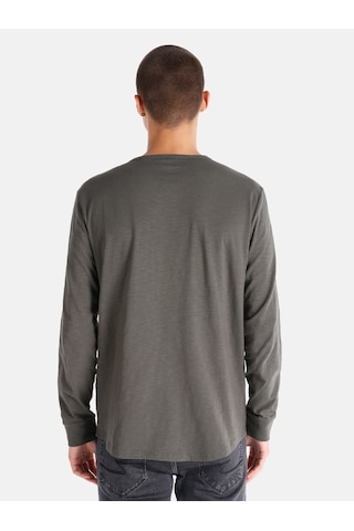 Colin's Colins Regular Fit Bisiklet Yaka Basic Yeşil Erkek Uzun Kol Tişört Cl1065872 Haki