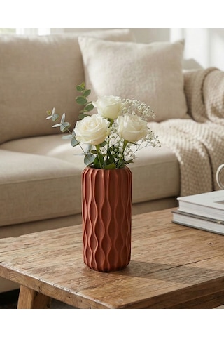 Elana Design Winy Vazo - Modern Tasarımlı Şık Çiçek Vazosu Kiremit