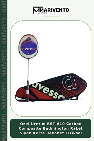 Özel Üretim Bst-610 Carbon Composıte Badmington Raket Siyah Korte Rekabet Fiziksel