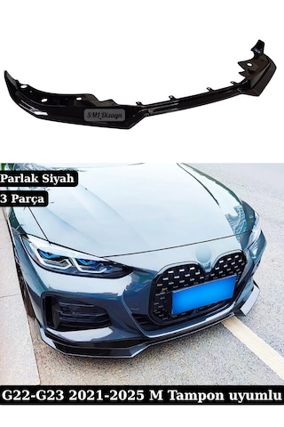 Bmw G22-g23 Ön Lip Ek 2021-2025 Parlak Siyah 3 Parça M Tampon Uyumlu