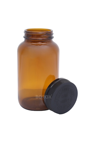 Borox Amber Cam Şişe 400 ML Bastır Aç Kapaklı Ecza Şişe
