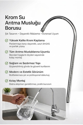 Arıtma Musluğu Metal Su Çıkış Borusu Krom Musluk Ucu 1 Arıtma Musluğu Metal Su Çıkış Borusu Krom Musluk Ucu 1