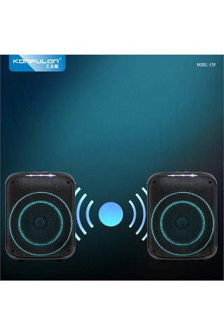 F39 25w Sürücülü Rgb Işıklı 2 Adet Mikrofonlu Bluetooth 5.3 Kablosuz Hoparlör Siyah