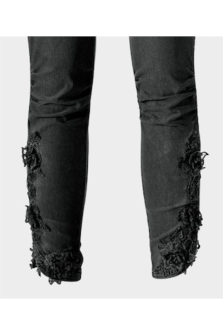 BULALGİY Kadın Antrasit Skinny Dantel Pantolon - BGA653036