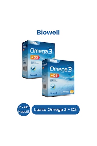 Biowell Luazu Omega 3 + D3 60 Yumuşak Jel Kapsül X 2 Adet