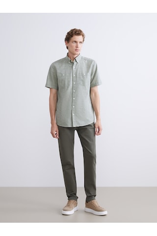 Lcwaıkıkı Classic Haki Regular Fit Kısa Kollu Poplin Erkek Gömlek