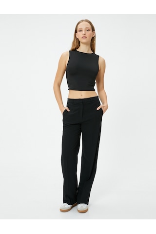 Koton Arkası Pencere Detaylı Crop Top Kolsuz Siyah 4sal30097ık