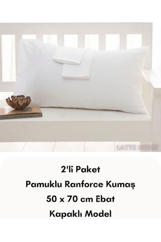 Beyaz Renkli Ranforce Pamuklu Kumaş Kapaklı Yastık Kılıfı 2'li Pa