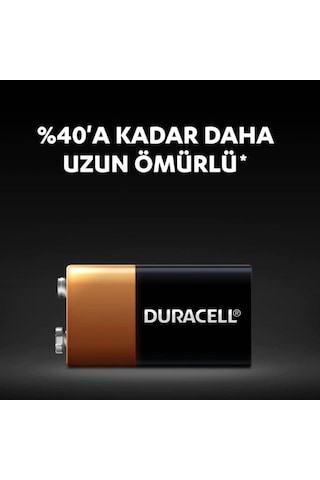 Duracell 6LR61/MN1604 Alkalin 9V Pil 3'lü