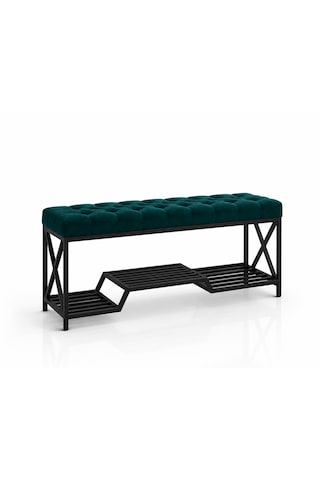 Siyah Metal Bench Ayakkabılık Bank, Kapı Girişi Puf Ayakkabılık Yeşil
