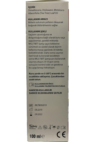 Multibit Saç Biti ve Yumurtaları Spreyi 100 ML + Çelik Tarak