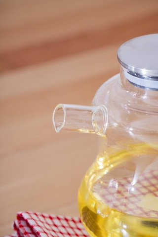 Acar Vera Metal Kapaklı Basık Cam Yağdanlık - 1000 Ml Şeffaf