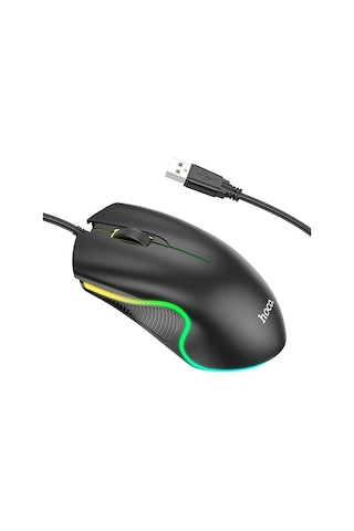 Hoco Gm19 Rgb Led Işıklı Gamer Oyuncu Kablolu Optik Mouse- 5775 Siyah