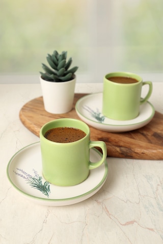 Elegant Blossoms Yeşil Kahve Takımı 4 Parça 2 Kişilik 21788