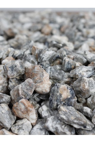Natural Dekoratif Çakıl Taşı, Gnays Dolomit, Gri Sarı Damarlı, 1-2 Cm, 3 Kg