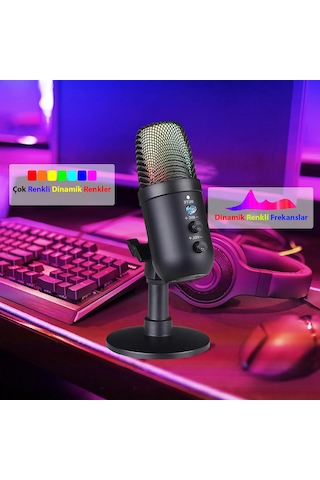 Triline Profesyonel Kardioid Rgb Oyuncu Stüdyo Kayıt Kablolu Podc