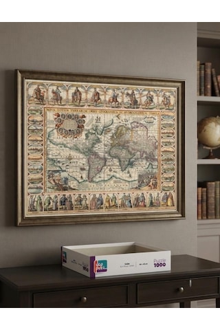 Mavi Mucize Ve Eski Dünya Haritası İkili Set - 2 X 1000 Parça Manzara İkili Puzzle Seti