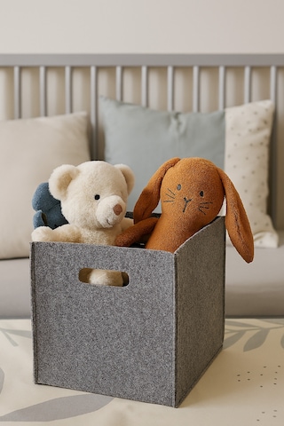 Yunusoğlu Home Çok Amaçlı Kullanım Keçe Organizer Dolap İçi Düzenleyici Saklama Kutusu Sepet Gri