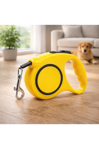 Gobypet Makaralı Otomatik Köpek Tasması 3 M Şerit Tasma, Tuş Kontrollü Kilitli Gezdirme Tasması Sarı Genel