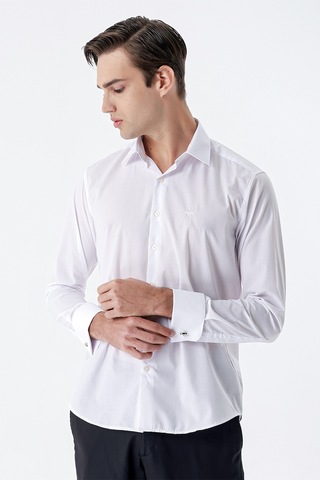 İmza Beyaz Uzun Kollu Sert Yaka Cepsiz Pamuklu Basic Slim Fit Dar Kesim Gömlek 1004240059-beyaz Beyaz