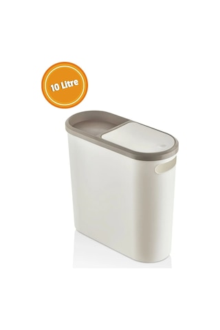 10 Litre Modern Tasarım Çöp Kovası Banyo, Ofis, Mutfak İçin Hijyenik & Pratik Atık Kutusu, Krem Krem
