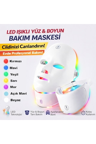 Hymark Yüz Ve Boyun Güzellik Cihazı 7 Renkli Led Yüz Maskesi Seti Foton Cilt Bakım Işık Terapisi