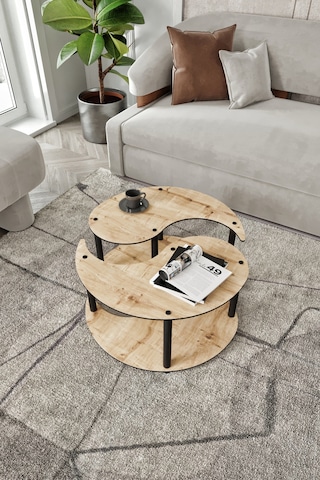 Yin Yang Unıty Serenıty Orta Sehpa 2 Li Safir Meşe-70 Cm Meşe