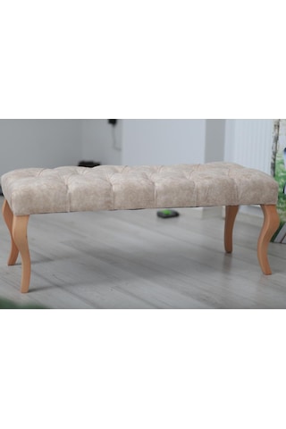 Esertrade Ahşap Ayaklı Kapitone Düğmeli Jerry Kumaşlı Puf/Bench