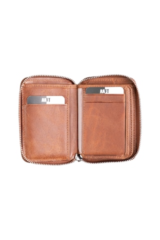 Mft Leather Hakiki Deri Unisex Fermuarlı Cüzdan Lotus 1616 Tiguan Taba