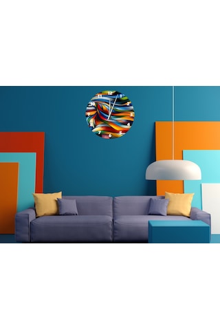 Ti-play Renk Rüzgarı 30x30cm Akrilik Dekoratif Modern Duvar Saati ÇOk Renkli