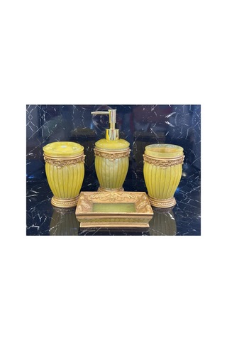 6 Parça Polyester Banyo Takımı Sarı