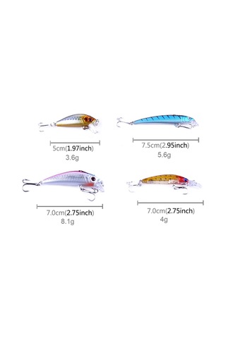 Hengjıa 26 Adet Minnow Balıkçılık Cazibesi Seti 4 Model Olta Takımı Plastik Sert Yem