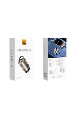 Nettech Nt-cch05 30w Pd& Qc 3.0 Çift Portlu Metal Araç Şarjı Space Gray