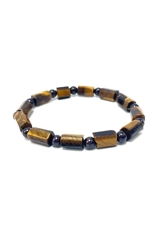 Sertifikalı Kaplan Gözü Ve Granat Lal Doğal Taş Bileklik Çok Renkli