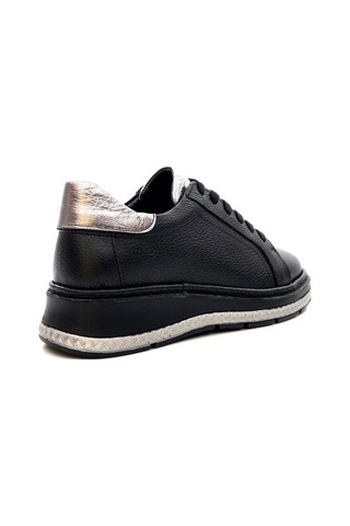 Venüs 25150007y Kadın Hakiki Deri Bağcıklı Feta Topuk Sneaker Ayakkabı Siyah