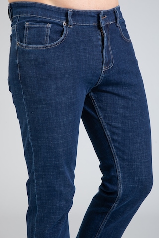Yeni Sezon Erkek Denim Standart Fit Likralı Fermuarlı Jean Kot Pantolon 1122-Mavi